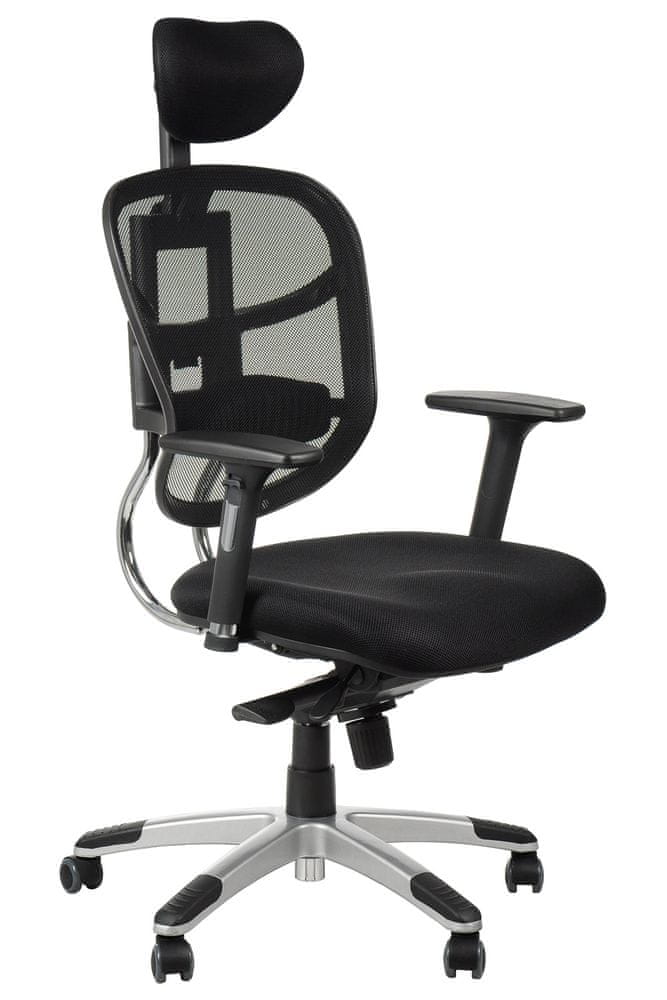 STEMA Otočná kancelárska stolička HN-5018, synchrónny mechanizmus s posuvným sedadlom, operadlo zo sieťoviny, čierna